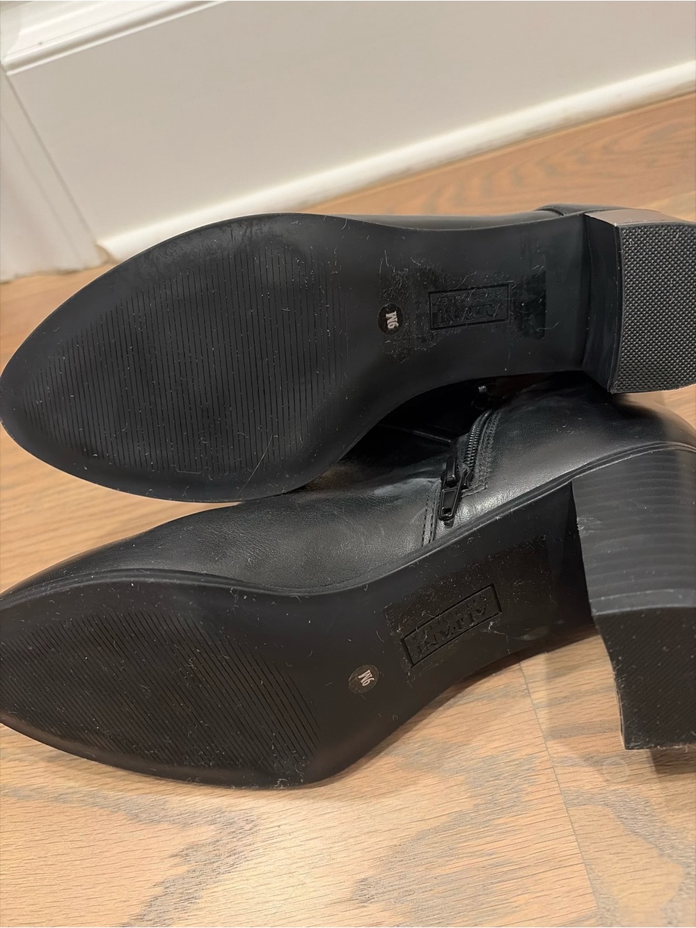 Alfani Black Leather Ankle Booties with Buckle Strap - Picture 2 of 3